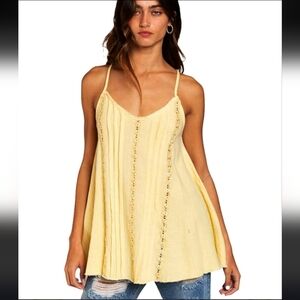 POL Dandelion Yellow Boho Babydoll Tank Top